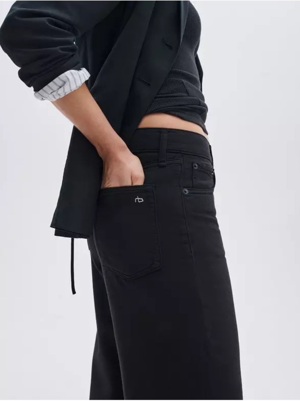 rag & bone High-Rise Wide-Leg Jeans in Black